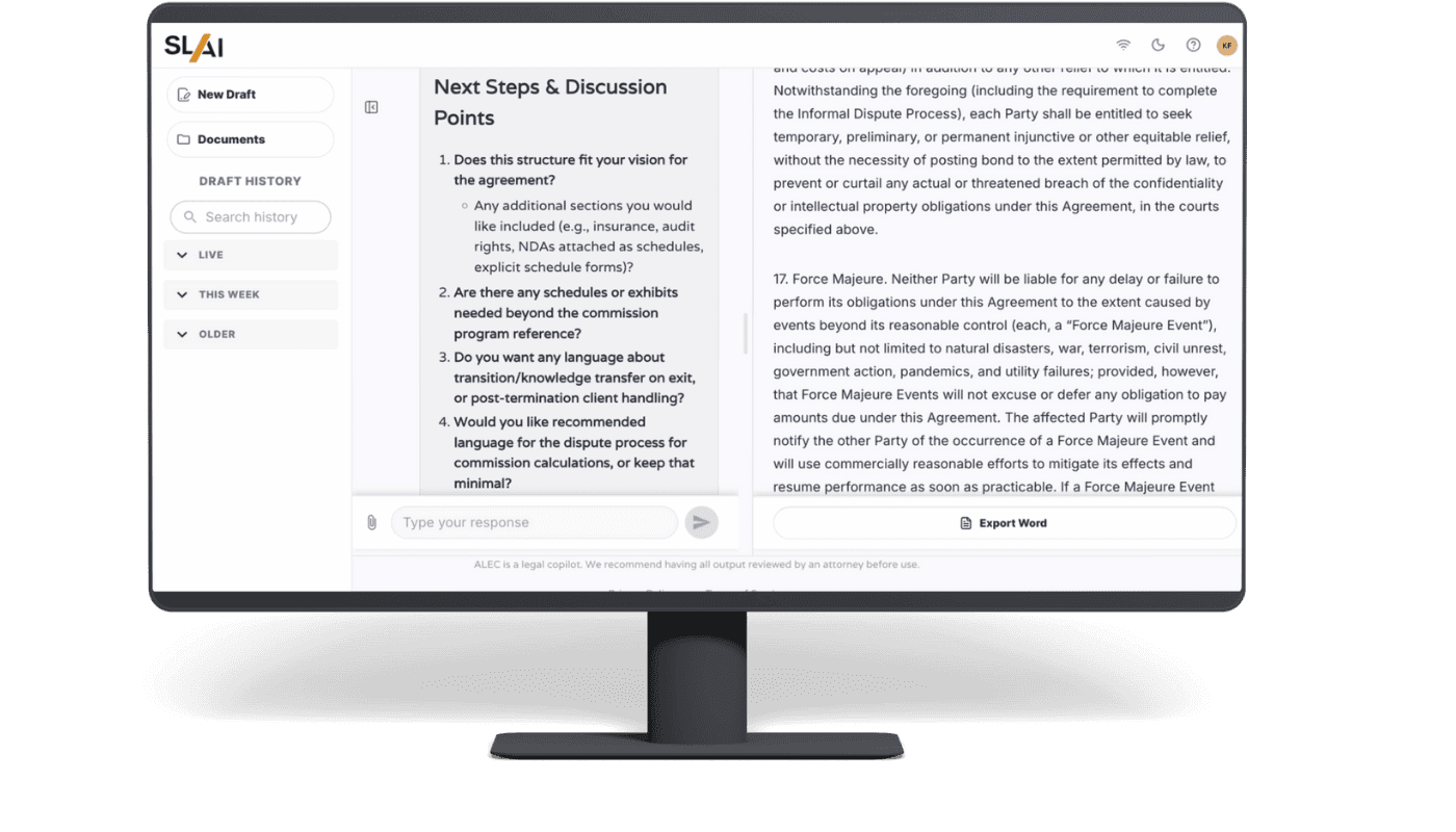 SLAI AI Contract Generator Interface